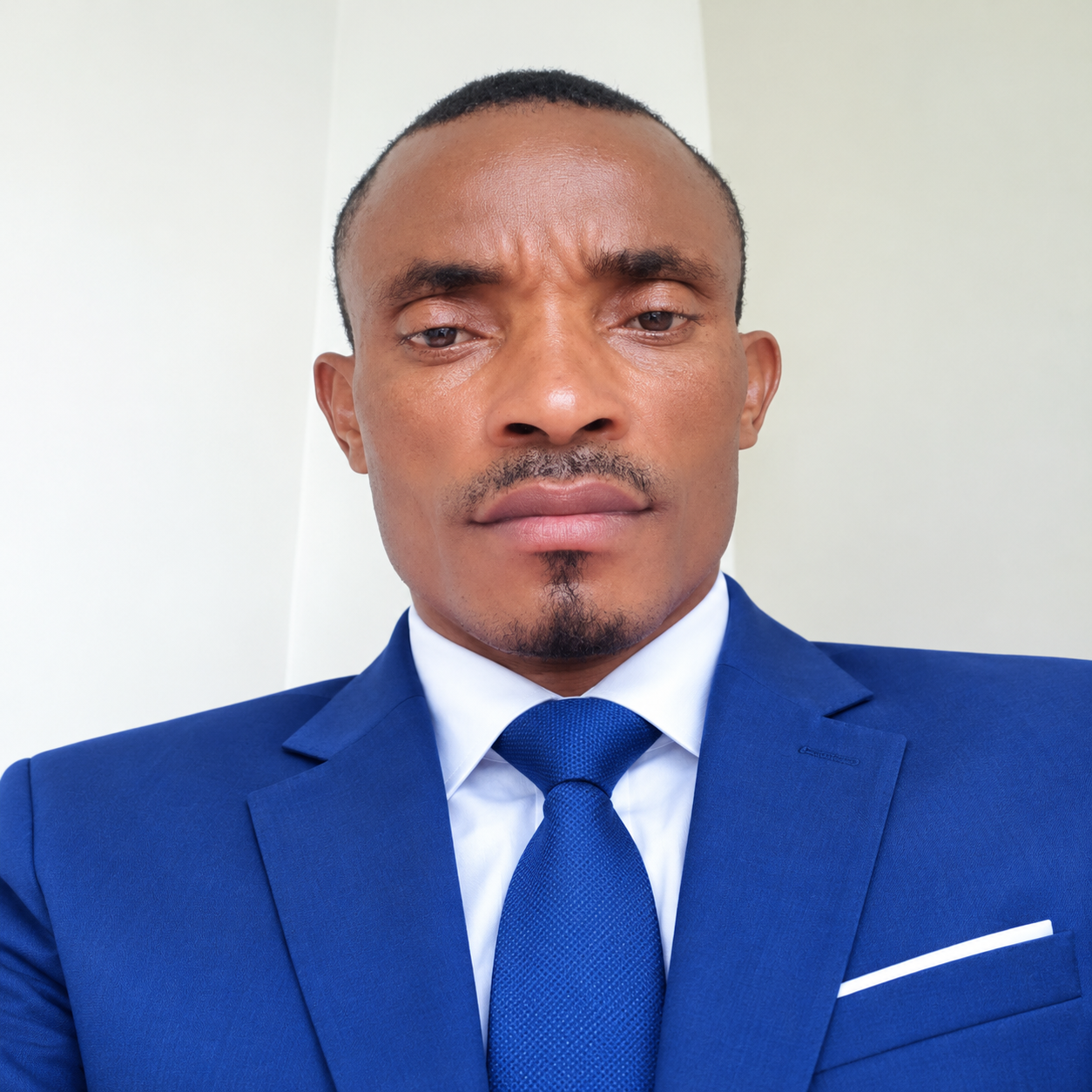 professional blue suit headshot